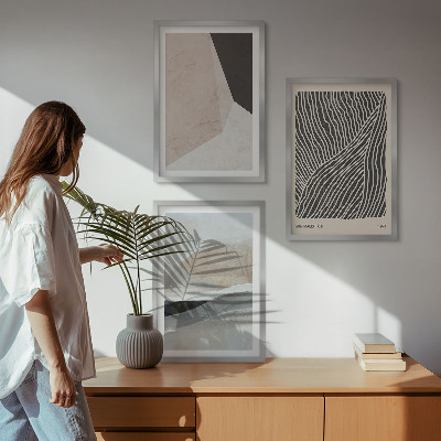 Wall art set Abstract patterns beige and gray