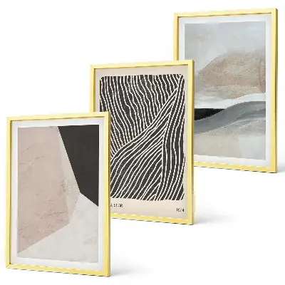 Wall art set abstract patterns in beige and gray