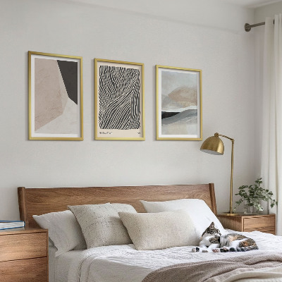 Wall art set Abstract patterns beige and gray