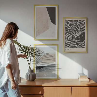 Wall art set Abstract patterns beige and gray