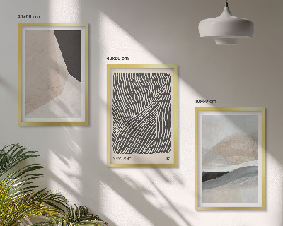 Wall art set Abstract patterns beige and gray