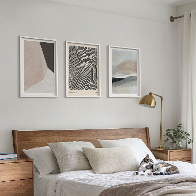 Wall art set Abstract patterns beige and gray