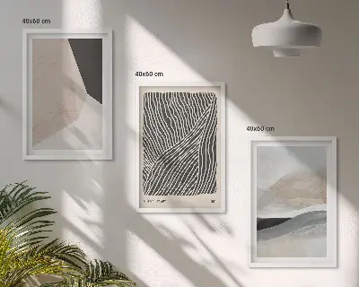 Wall art set abstract patterns in beige and gray
