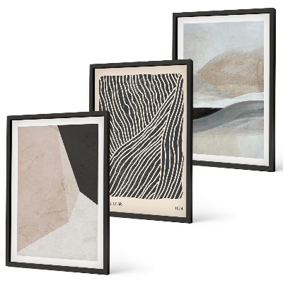 Wall art set Abstract patterns beige and gray
