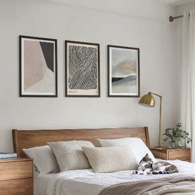Wall art set Abstract patterns beige and gray