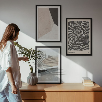 Wall art set Abstract patterns beige and gray