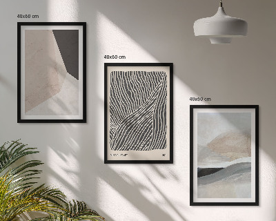 Wall art set Abstract patterns beige and gray