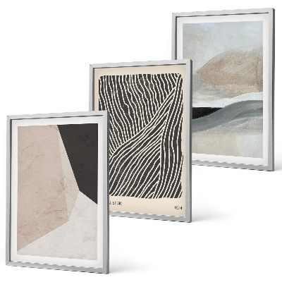 Wall art set Abstract patterns beige and gray