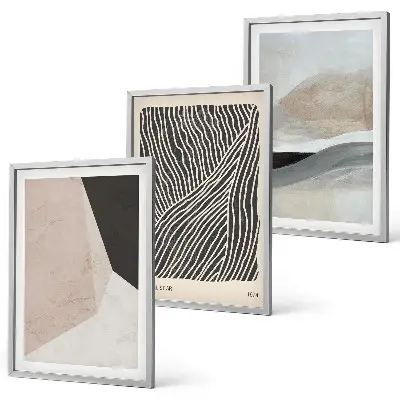 Wall art set abstract patterns in beige and gray