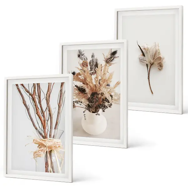 Three-piece wall art set minimalist flower branches design