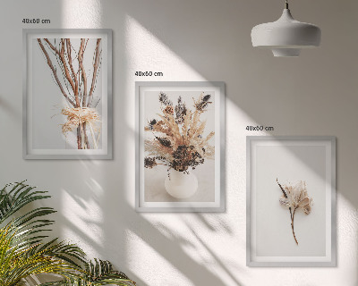 Three-piece wall art piece Flowers branches minimalistic