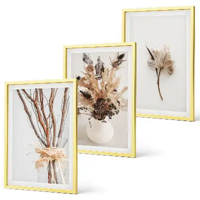 Three-piece wall art set minimalist flower branches design