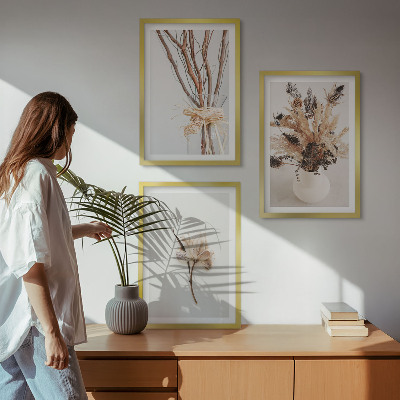 Three-piece wall art piece Flowers branches minimalistic