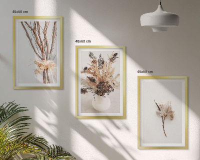 Three-piece wall art piece Flowers branches minimalistic