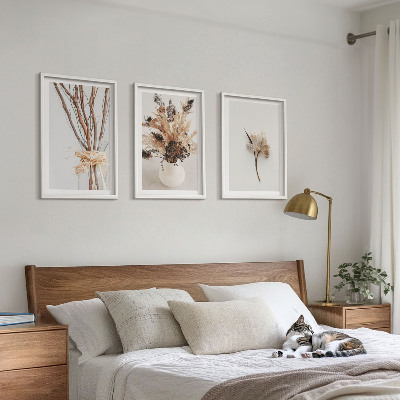 Three-piece wall art piece Flowers branches minimalistic
