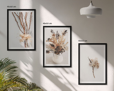 Three-piece wall art piece Flowers branches minimalistic