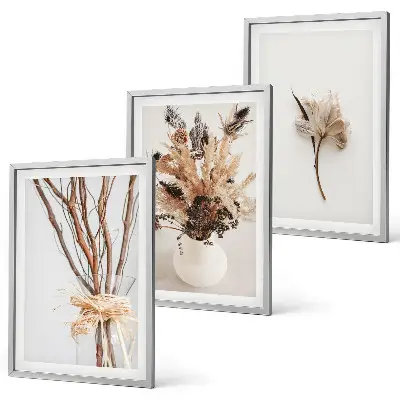 Three-piece wall art set minimalist flower branches design