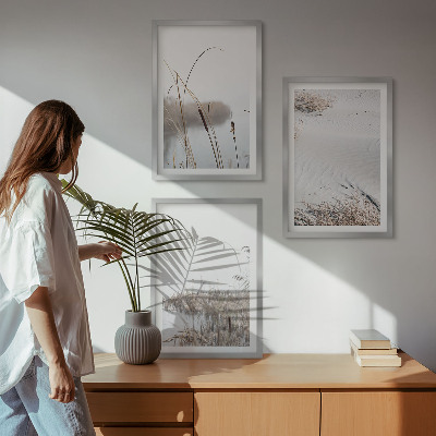 Set of 3 framed wall art pieces Aquatic vegetation in summer