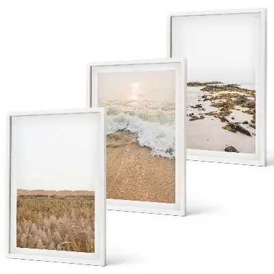 Wall art set coastal beach waves and stones summer theme