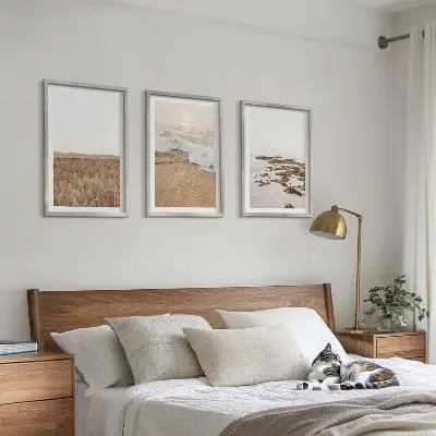 Wall art set coastal beach waves and stones summer theme