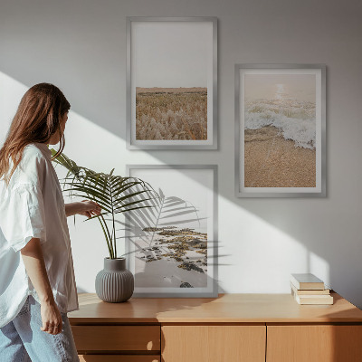 Wall art set Beach waves stones summer