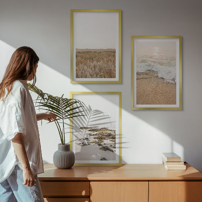 Wall art set Beach waves stones summer