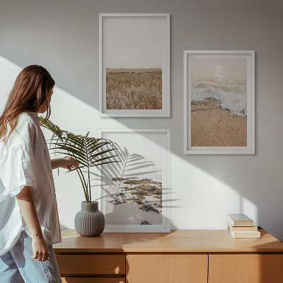 Wall art set Beach waves stones summer