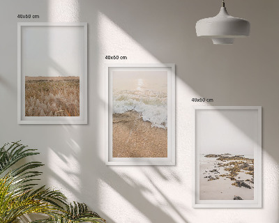 Wall art set Beach waves stones summer