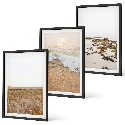 Wall art set Beach waves stones summer