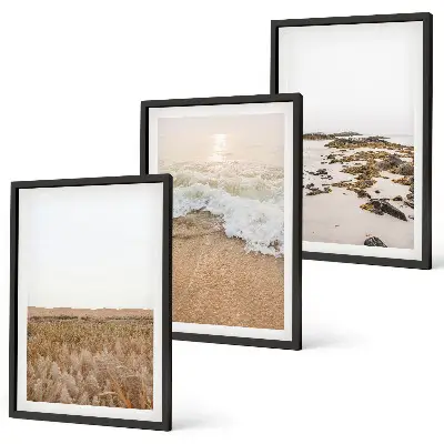 Wall art set coastal beach waves and stones summer theme