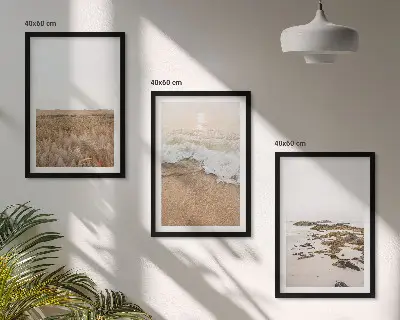 Wall art set coastal beach waves and stones summer theme