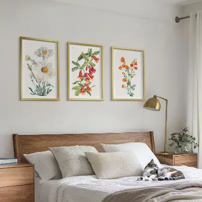 Retro floral arrangement wall art set 