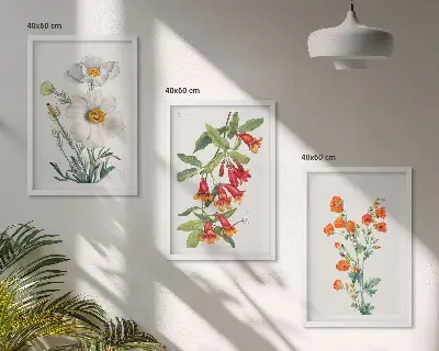 Retro floral arrangement wall art set 