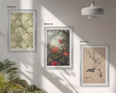 Flowers birds and nature wall art set of 3 framed pieces