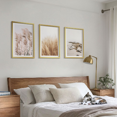 Wall art set Fields of pampas grass and a boho beach