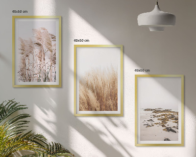 Wall art set Fields of pampas grass and a boho beach