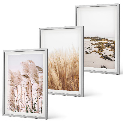 Wall art set Fields of pampas grass and a boho beach