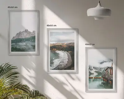Mountain beaches wooden house wall art set of 3 framed pieces