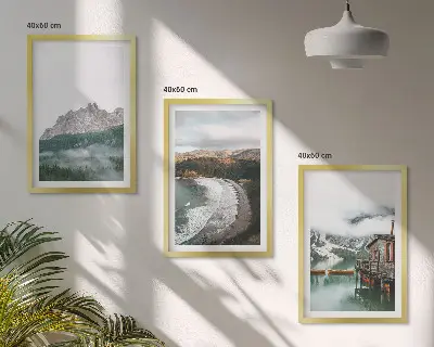 Mountain beaches wooden house wall art set of 3 framed pieces
