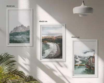 Mountain beaches wooden house wall art set of 3 framed pieces