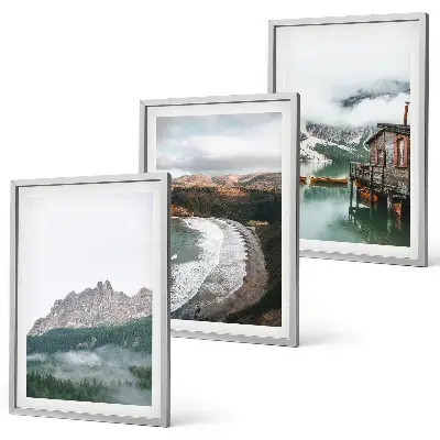 Mountain beaches wooden house wall art set of 3 framed pieces