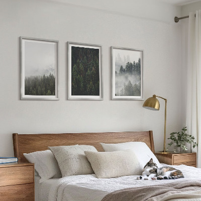 Wall art set Green forests fog nature