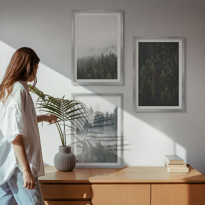 Wall art set Green forests fog nature