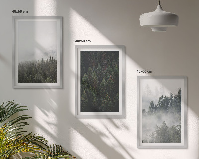Wall art set Green forests fog nature