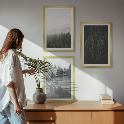 Wall art set Green forests fog nature