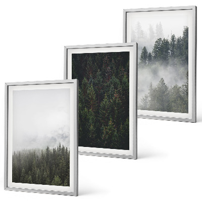Wall art set Green forests fog nature