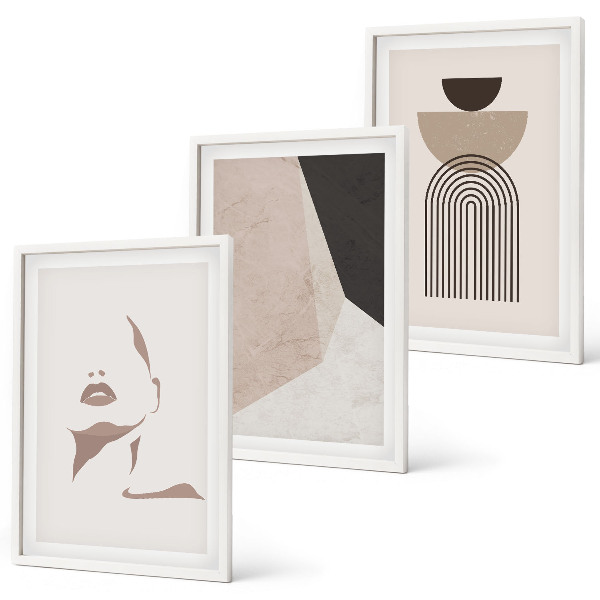 Three-piece wall art piece Abstract face shapes
