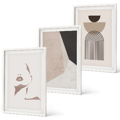 Three-piece wall art piece Abstract face shapes