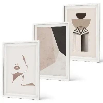 Abstract face shapes wall art three-piece set