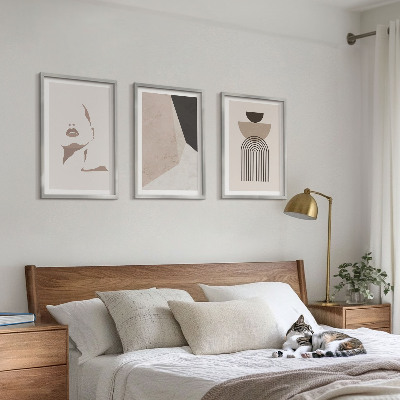 Three-piece wall art piece Abstract face shapes